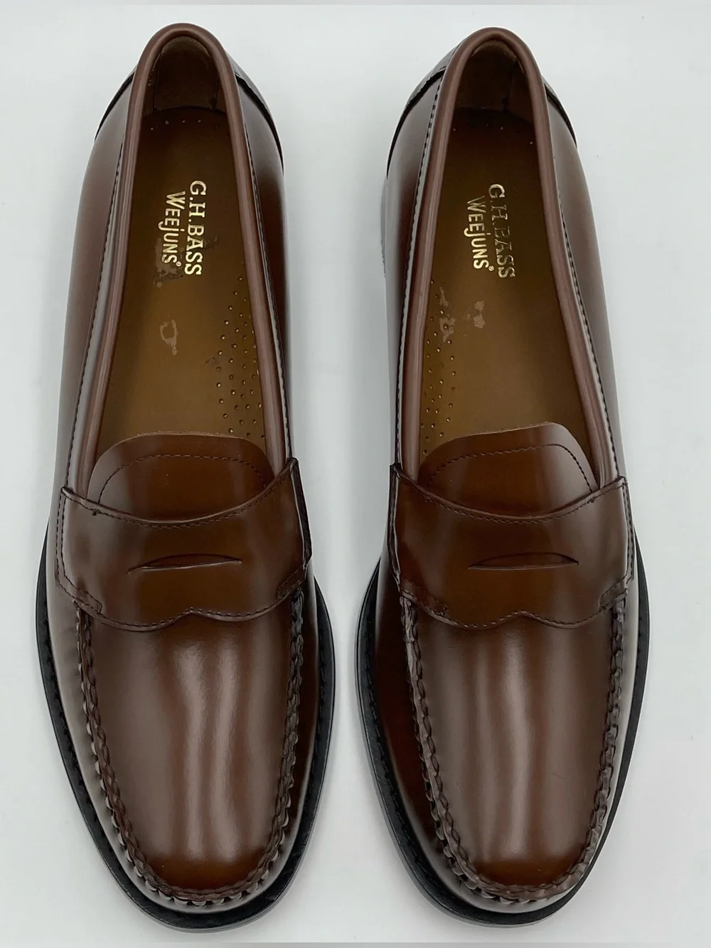 G.H. Bass Men SZ 13D Logan Weejun Cognac Leather Penny Loafers MSRP $195